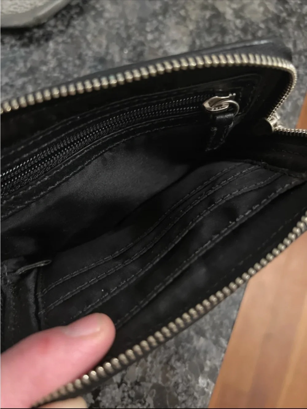 Coach Black Wristlet with Silver Patch and Hardware